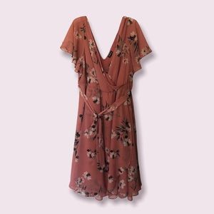 Torrid Dusty Coral Floral faux wrap dress